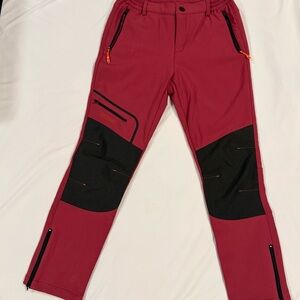 Postropaky Softshell Hiking Pants Womens 4 Short Red Fleece Lined Outdoor